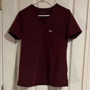 Figs Maroon Catarina V-Neck Scrub Top